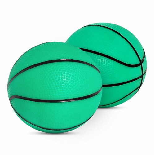 Botabee 5  Glow in Dark Mini Basketballs, 2 Pack | Blue & Green Perspective: back