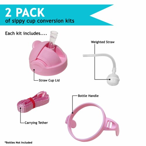 Botabee 3-in-1 Pink Weighted Straw Sippy Cup Conversion Kit (2 Pack) Perspective: back