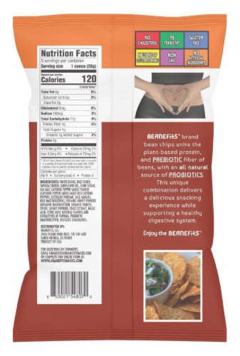 Beanefits™ Gluten-Free Honey Sriracha White Bean Chips Plus Probiotics Perspective: back