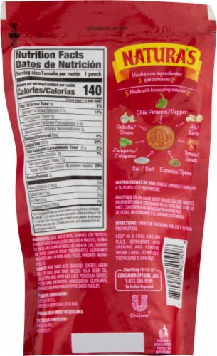 Natura's Salsa de Tomate Ranchera Tomato and Vegetables Pasta Sauce Perspective: back