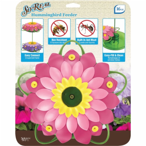 Natures Way Bird Products Flower Hummingbird Bird Feeder, Pink Perspective: back