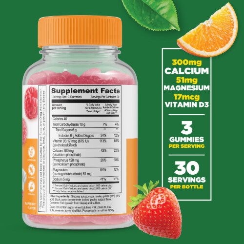 Lifeable® Calcium Magnesium and Vitamin D Gummies - Bones, Muscles and Nerves - Perspective: back