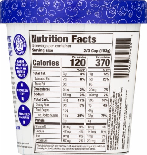 The Frozen Farmer Blueberry Strudel Frobert Frozen Dairy Dessert Pint Perspective: back