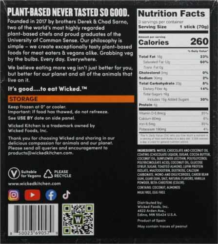 Wicked Kitchen Dairy Free Chocolate and Almond Sticks Frozen Dessert Perspective: back