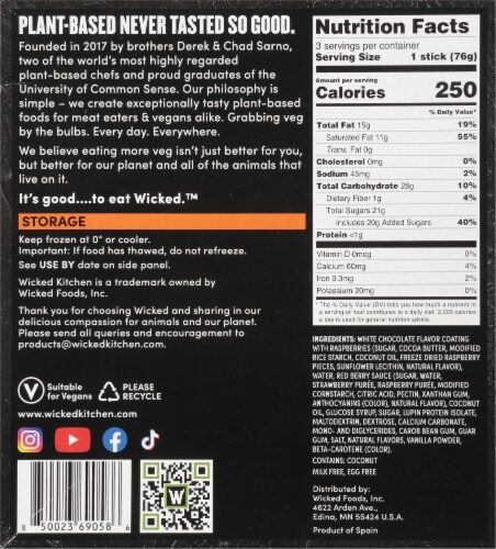 Wicked Kitchen Dairy Free Berry White Frozen Dessert Bars Perspective: back