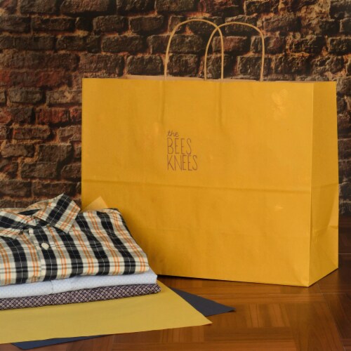 Prime Line Packaging Yellow Colored Kraft Paper Bags with Handles