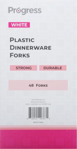 Progress White Plastic Dinnerware Forks Perspective: back