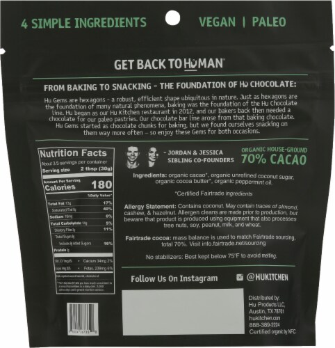 Hu Organic Dark Mint Chocolate Gems Perspective: back