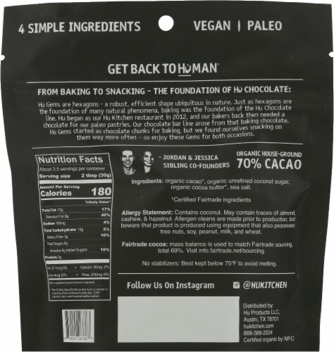 Hu Organic Salty Dark Chocolate Gems Perspective: back