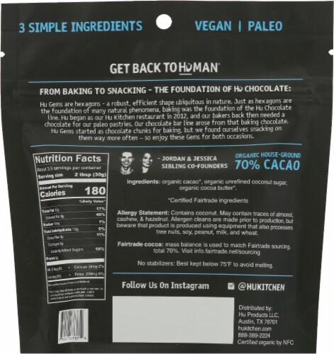 Hu® Organic Vegan Dark Chocolate Gems Perspective: back
