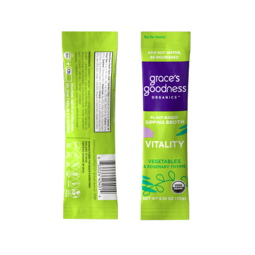 Grace's Goodness Organics™ Vitality Vegetables & Rosemary Thyme Plant-Based Sipping Broth Perspective: back
