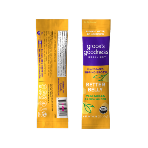 Grace's Goodness Organics™ Better Belly Vegetables & Lemon Ginger Plant-Based Sipping Broth Perspective: back