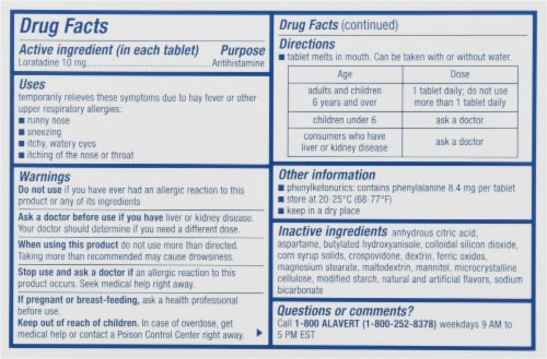 Alavert® Citrus Burst Non-Drowsy Antihistamine Tablets 10mg Perspective: back