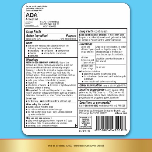 Anbesol® Maximum Strength Instant Oral Pain Relief Liquid Perspective: back