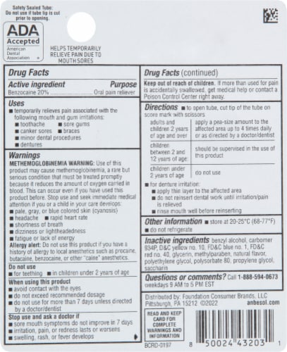 Anbesol® Maximum Strength Instant Pain Relief Liquid Gel Perspective: back