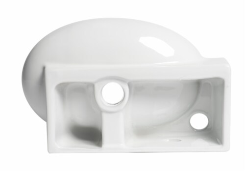 ALFI 17  Small Wall Mounted Porcelain Sink with Faucet Hole Perspective: back