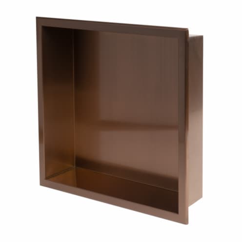 ALFI brand ABNP1616-BC 16  x 16  Brushed Copper PVD Steel Square Single Shelf Shower Niche Perspective: back