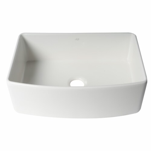 ALFI Brand ABFC3020-W White  Curved Apron 30  x 20  Single Bowl Fireclay Farm Sink with Grid Perspective: back