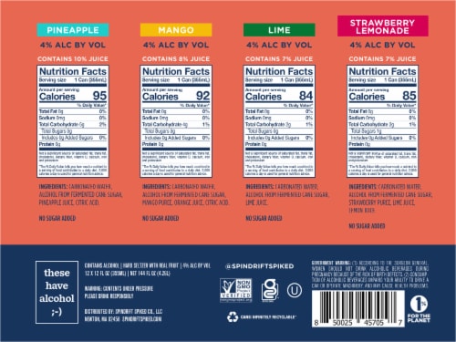 Spindrift® Spiked Staycation Hard Sparkling Water Variety Pack Perspective: back