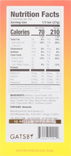 Gatsby Almond Dark Chocolate Bar Perspective: back