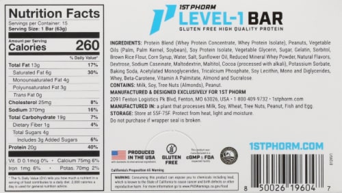 1st Phorm Level-1 Peanut Butter Lover Protein Bars Perspective: back