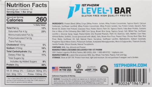 1st Phorm Level-1 Chocolate Peanut Butter Pretzel Protein Bars Perspective: back
