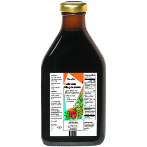 Floradix Calcium & Magnesium Liquid Herbal and Mineral Supplement Perspective: back