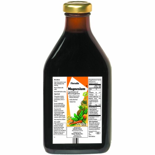 Floradix Magnesium Vegetarian Liquid Herbal and Mineral Supplement Perspective: back