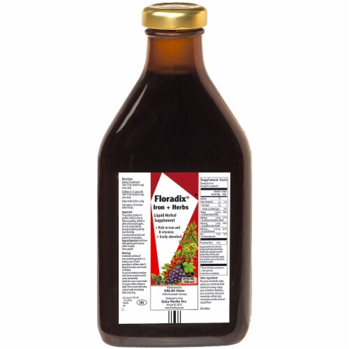 Floradix Iron + Herbs Vegetarian Liquid Herbal Supplement Perspective: back