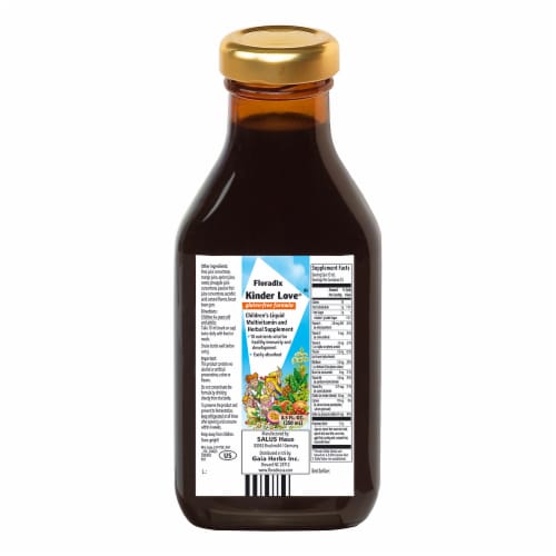 Floradix Kinder Love Gluten-Free Children's Liquid Multivitamin and Herbal Supplement Perspective: back