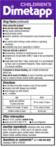 DimeTapp Nightime Cold & Congestion Medicine Perspective: back