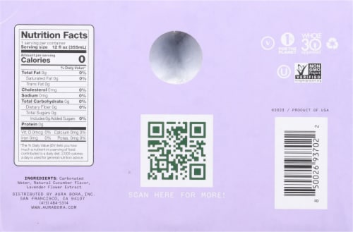 Aura Bora Lavender Cucumber Sparkling Water Perspective: back