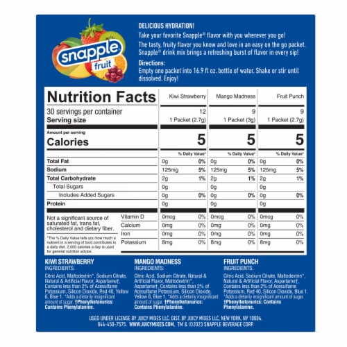 Snapple® Fruit Variety Pack Flavored Drink Mix Perspective: back