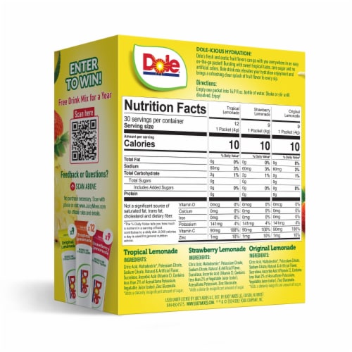 Dole® Lemonade Variety Pack Powder Mix Perspective: back