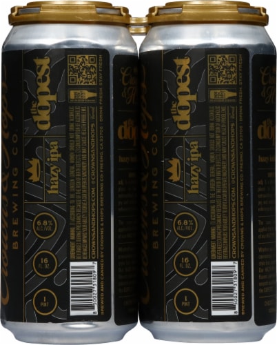 Crowns & Hops Brewing The Dopest Hazy IPA Cans Perspective: back