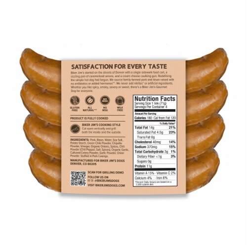 Biker Jim's Southwestern Style Pork and Bison Gourmet Stadium Dog Perspective: back