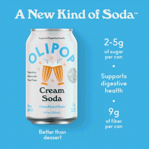 Olipop® Cream Soda Prebiotic Soda Can Perspective: back