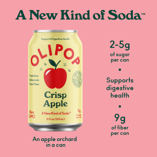 Olipop® Crisp Apple Prebiotic Soda Can Perspective: back