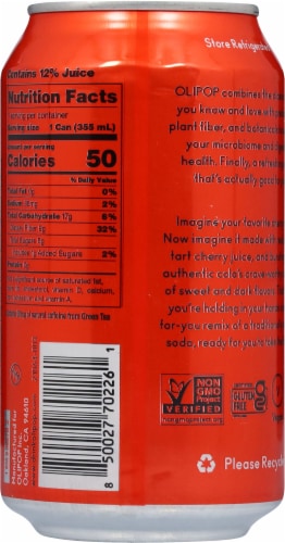 Olipop® Cherry Cola Prebiotic Soda Can Perspective: back