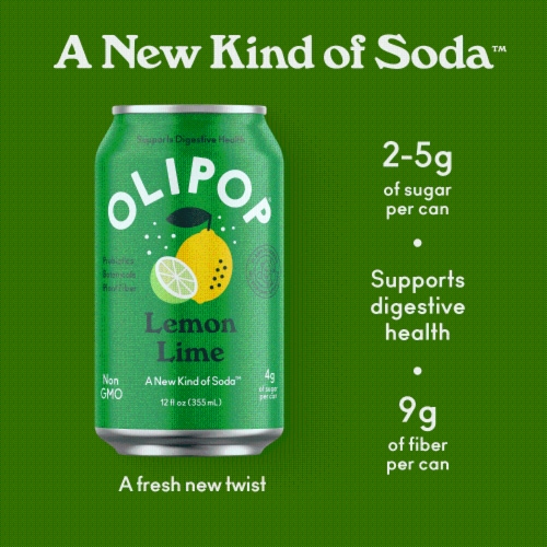 Olipop® Lemon Lime Soda Can Perspective: back