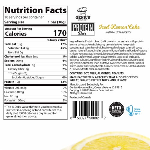 Genius® Gourmet Iced Lemon Cake Protein Bar Perspective: back