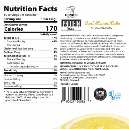 Genius® Gourmet Iced Lemon Cake Protein Bar Perspective: back