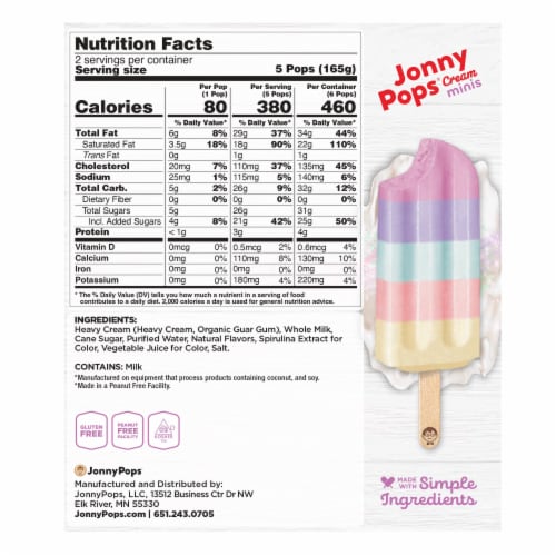Jonny Pops® Unicorn Fresh Cream Minis Perspective: back