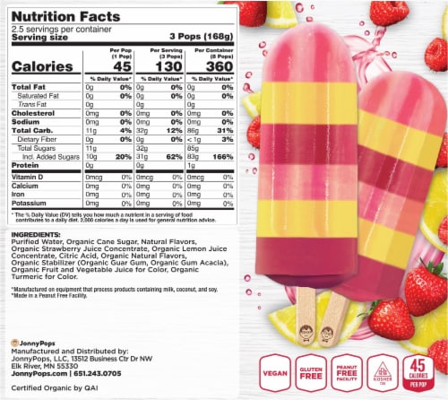 Jonny Pops® Oranic Berry Lemonade Perspective: back