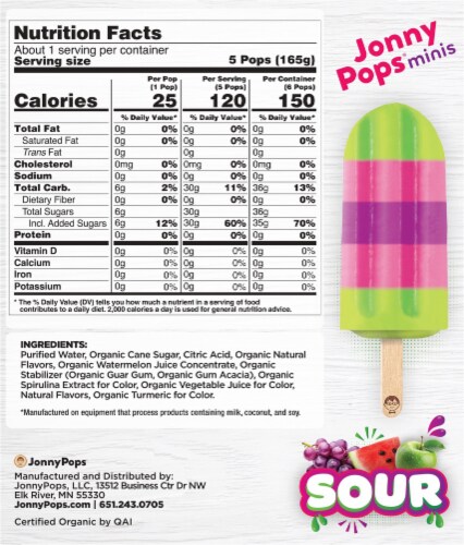 Jonny Pops® Organic Sour Green Apple Punch Minis Perspective: back