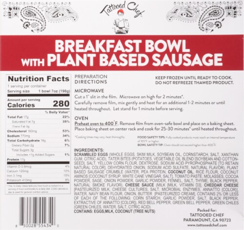 Tattooed Chef™ Plant Based Sausage Breakfast Bowl Perspective: back