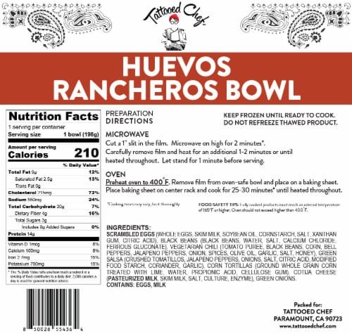 Tattooed Chef™ Huevos Rancheros Frozen Breakfast Bowl Perspective: back