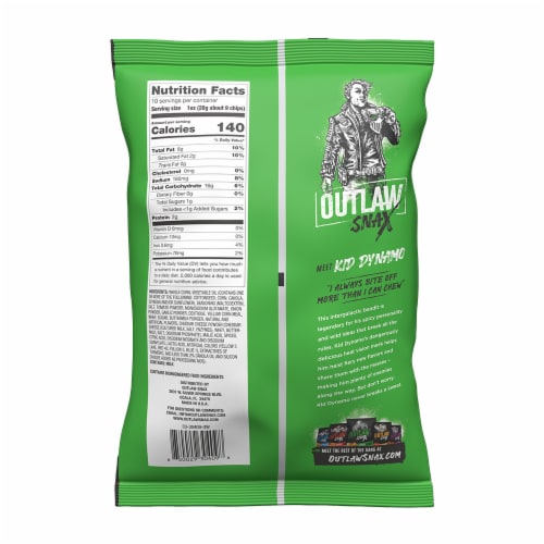 Outlaw Snax Spicy Ranch Tortilla Chips Perspective: back