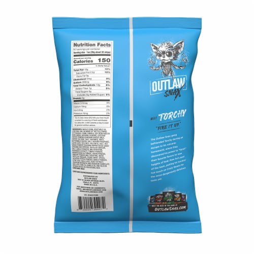 Outlaw Snax Crazy Queso Nashville Hot Corn Chips Perspective: back