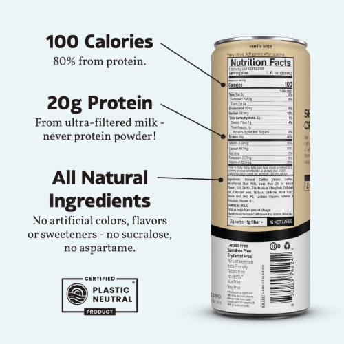 Slate Vanilla Latte High Protein Iced Coffee 11oz Perspective: back